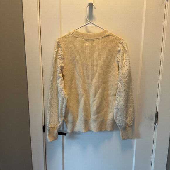 FRNCH Eyelet Sleeved Cream Sweater - Picture 4 of 4